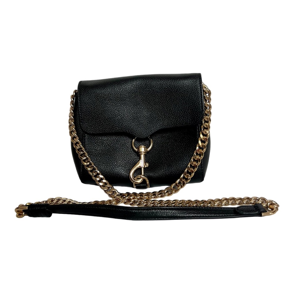 Rebecca Minkoff black leather purse with gold metal details